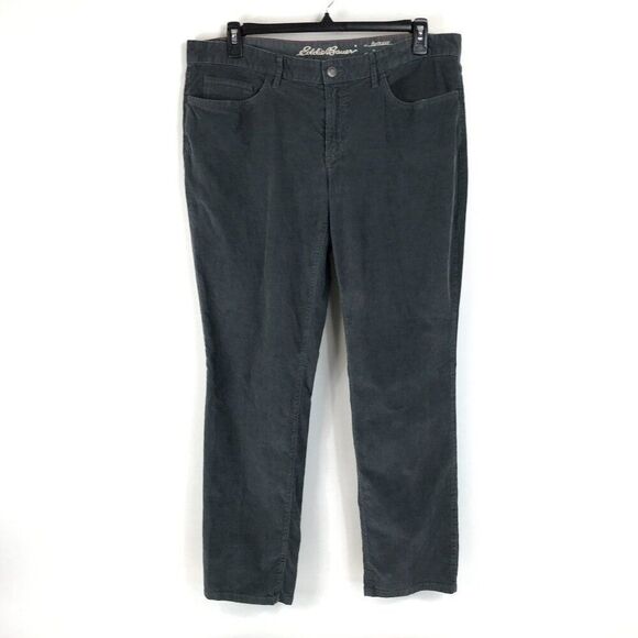 Eddie Bauer Boyfriend Fit Corduroy Pants Women's Plus Size 16 Gray Relaxed Leg - Picture 1 of 13